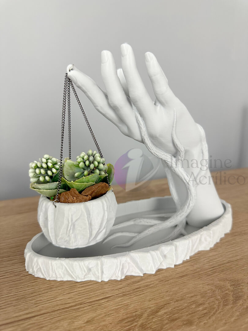 Vaso Decorativo Modelo 2 – Design Exclusivo em Formato de Mão | Imagine Acrílico Goiânia-GO